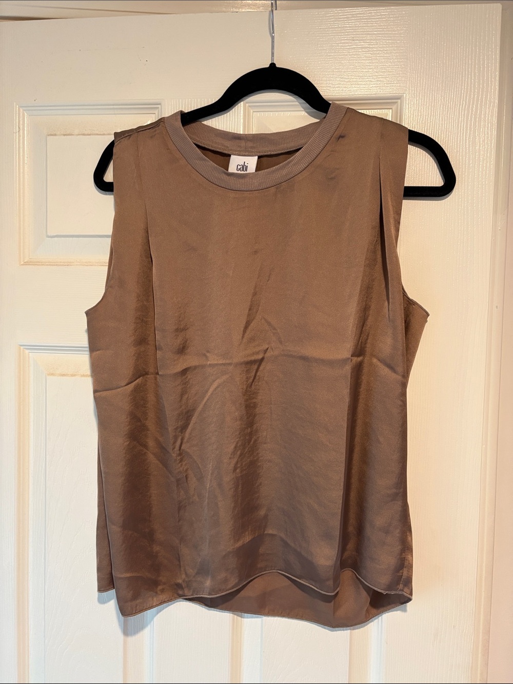CAbi Taupe Satin Shell Tank Top